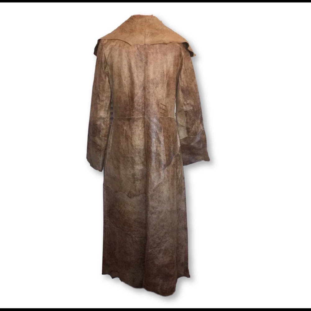 BOHO Leather OMBRÉ Maxi Coat LASER CUT - Picture 3 of 8